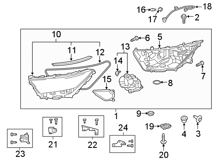 Toyota Headlight Assembly Diagram