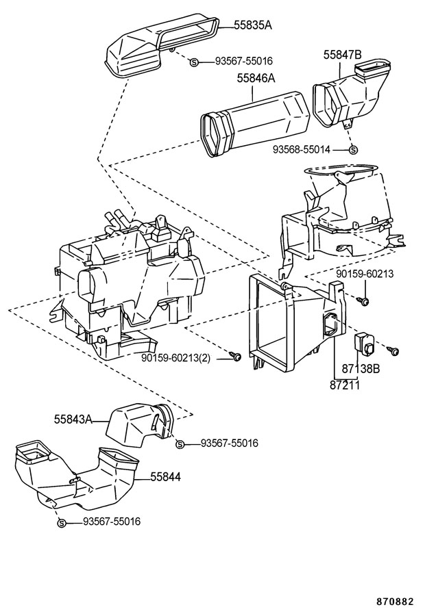 TOYOTA TACOMA HEATING AIR CONDITIONING CONTROL AIR DUCT