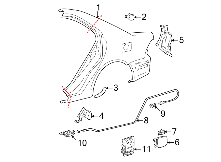 1981 TOYOTA PICKUP Quarter Panel Clip. Quarter panel retainer. RETAINER ...