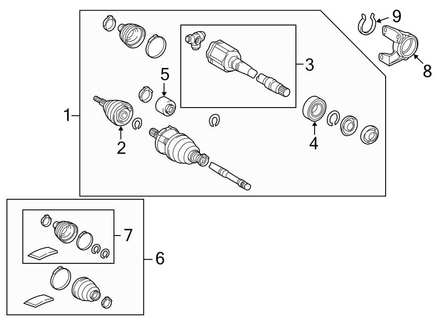 TOYOTA SIENNA Boot kit, front drive s. Cv joint boot kit. Inner boot ...