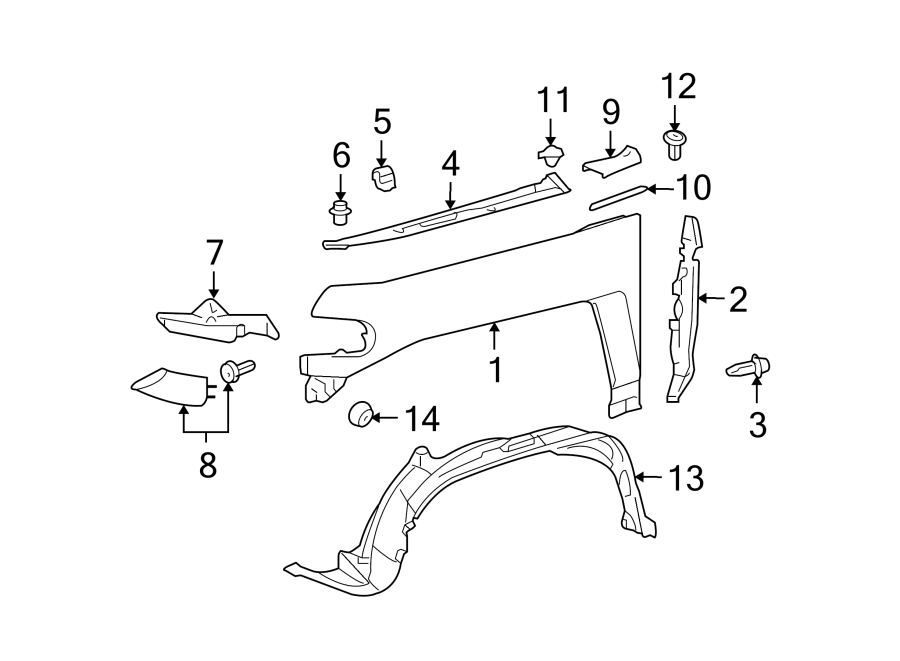 Toyota Fj Cruiser Fender Filler Panel. Panel Sub - Assembly, Side 