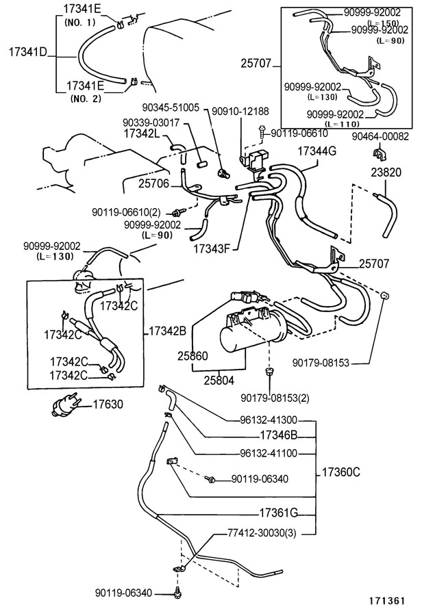 2570746090 - TOYOTA Pipe sub-assy, vacuum transmitting, no.2 | Toyota ...