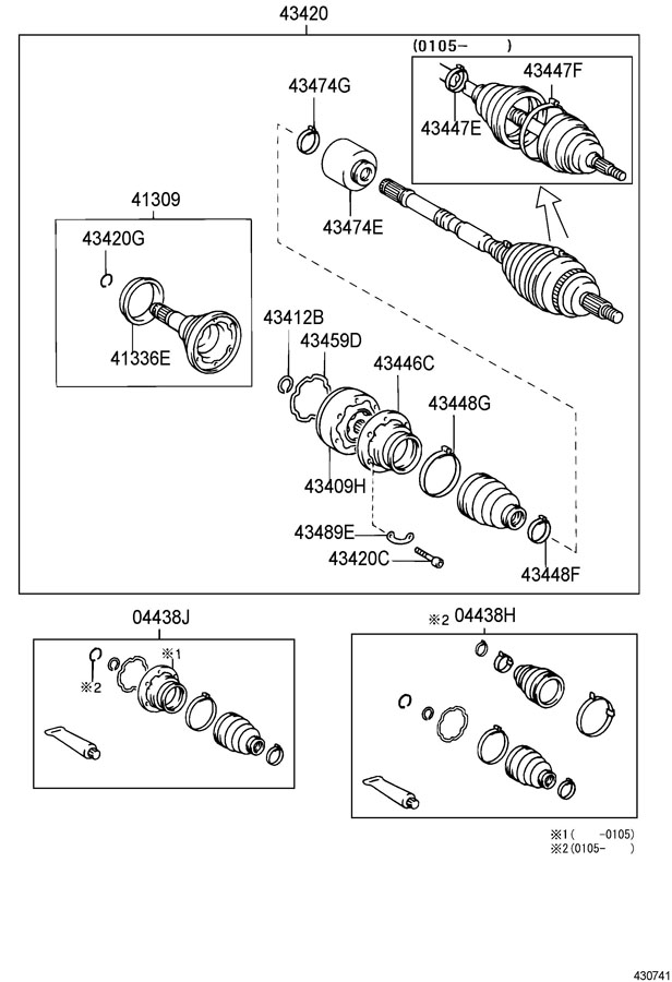 2002 TOYOTA RAV 4 EV Cv joint kit - 4340928010 | Toyota Parts Overstock ...