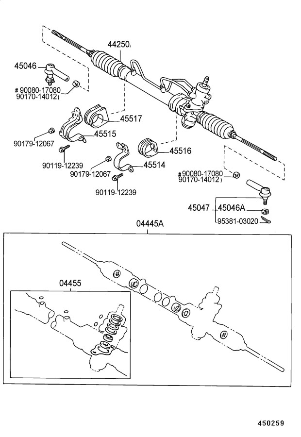 4425002010 - TOYOTA Rack and Pinion Assembly | Toyota Parts Overstock ...