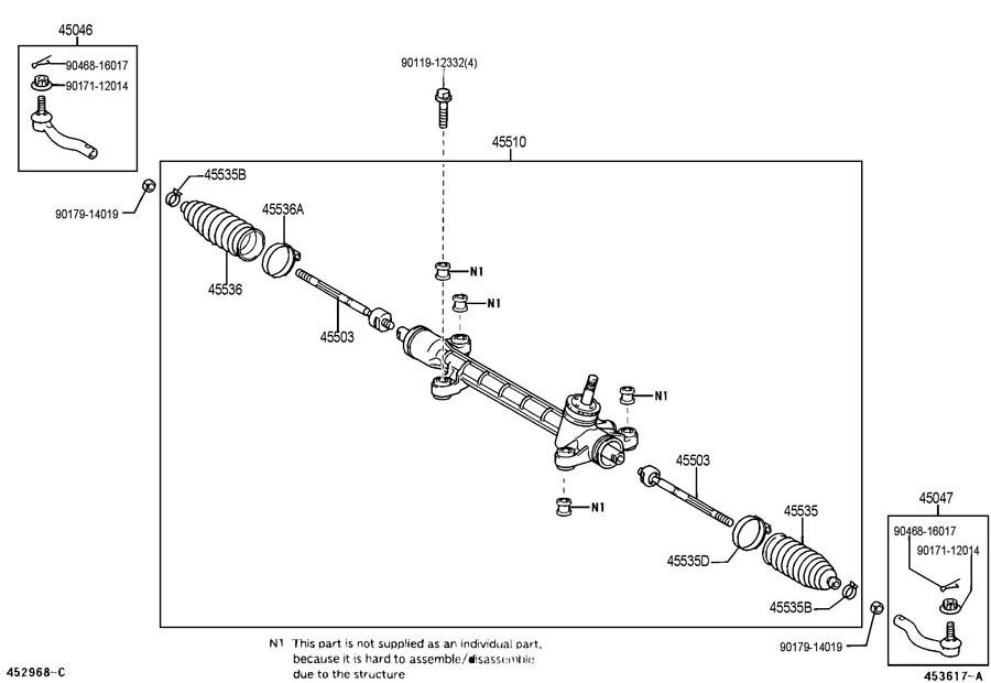 4551047021 - Toyota Rack and Pinion Assembly | Toyota Parts Overstock ...