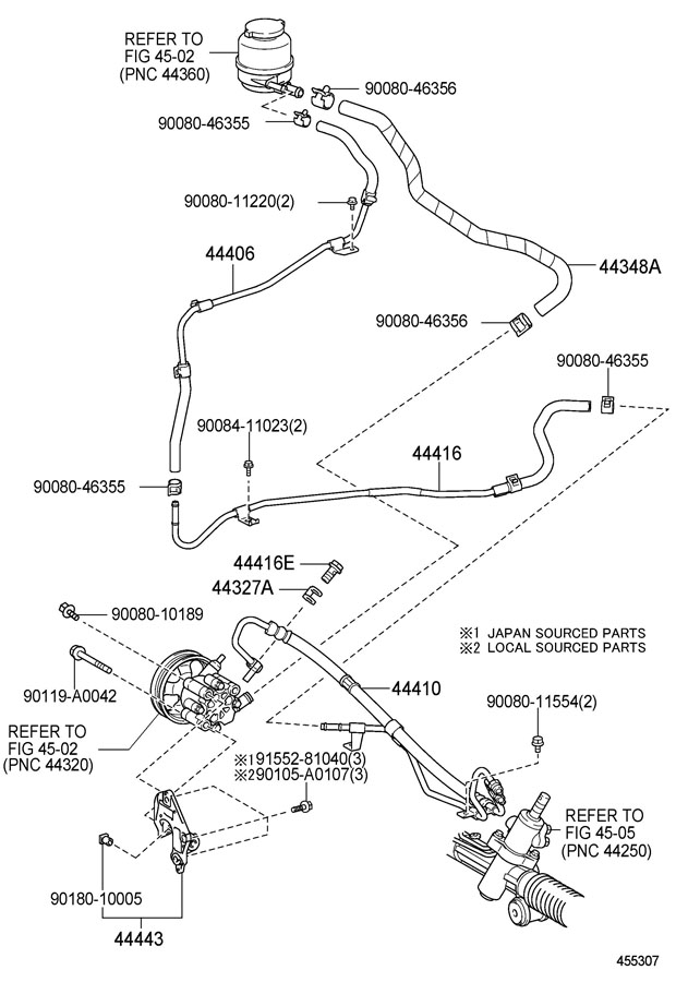 Toyota CAMRY Hose. STEERING. POWER. RESERVOIR. Avalon - 4434806260 ...