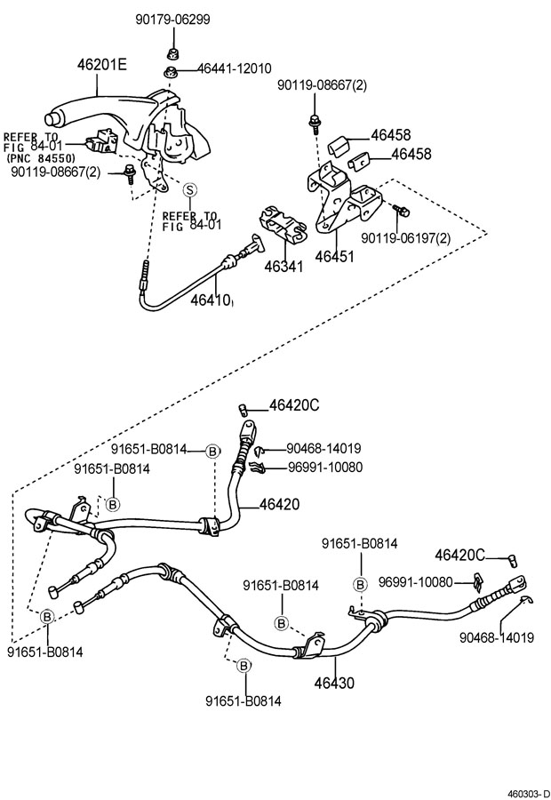 TOYOTA MR2 SPYDER Parking Brake Cable (Rear) - 4643017100 | Toyota ...