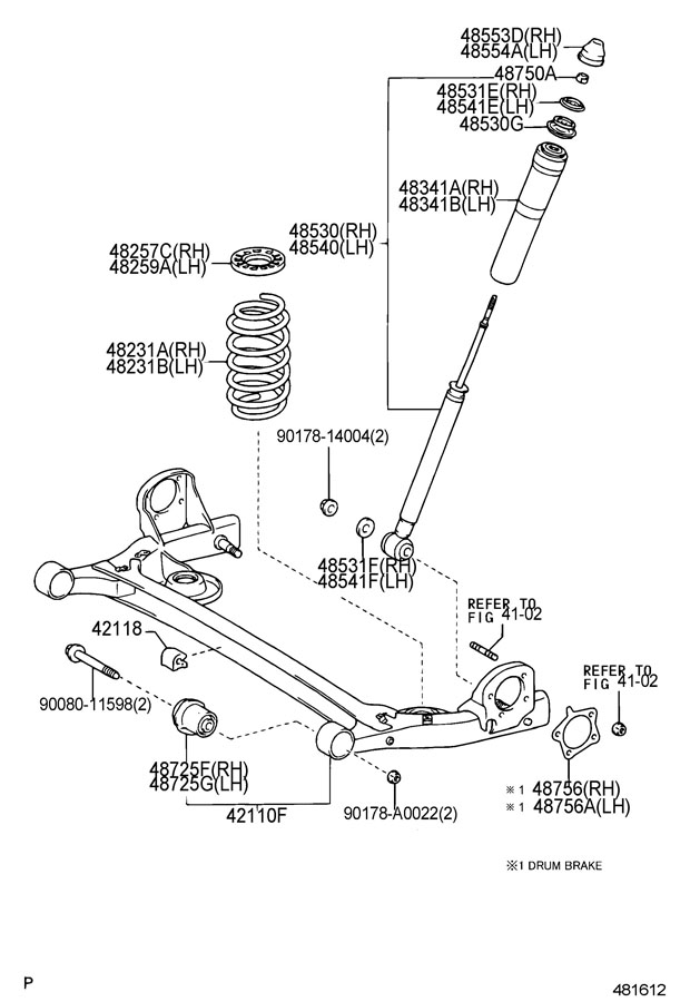 2004 TOYOTA SIENNA Axle Support Bushing (Rear). 2 WHEEL DRIVE. 2WD. 4WD ...