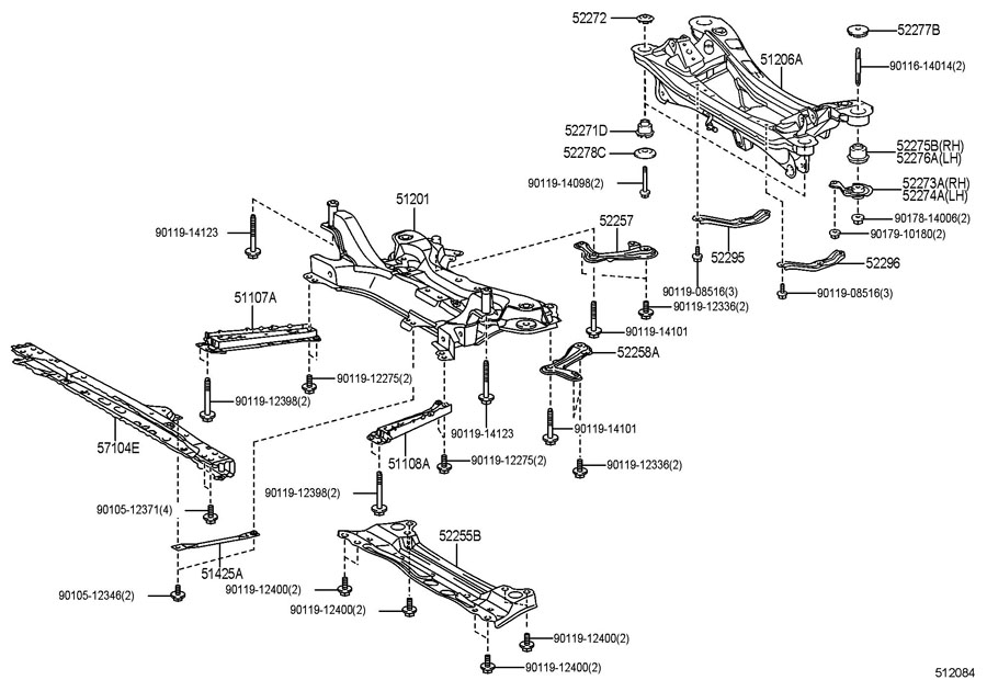 5710447020 - TOYOTA Crossmember. (Front, Rear). Scion; Toyota | Toyota ...