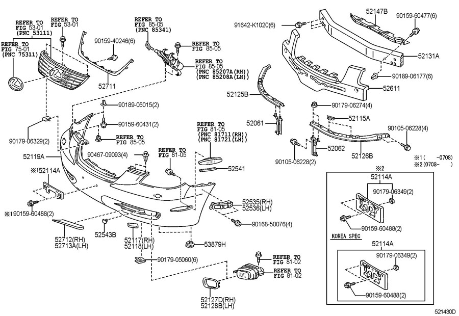 5211514130 - Toyota Support, front bumper side, lh; support, front ...