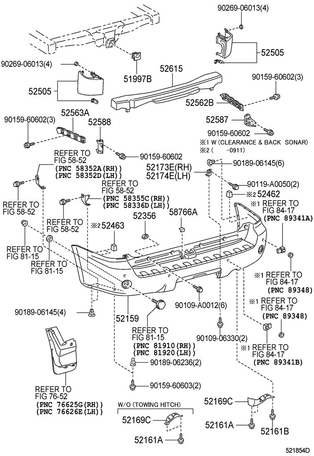 TOYOTA SEQUOIA Bumper Cover Spacer Panel (Rear, Upper, Lower ...