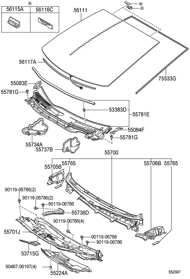 2010 TOYOTA PRIUS Cowl Cover - 5508447020 | Toyota Parts Overstock ...