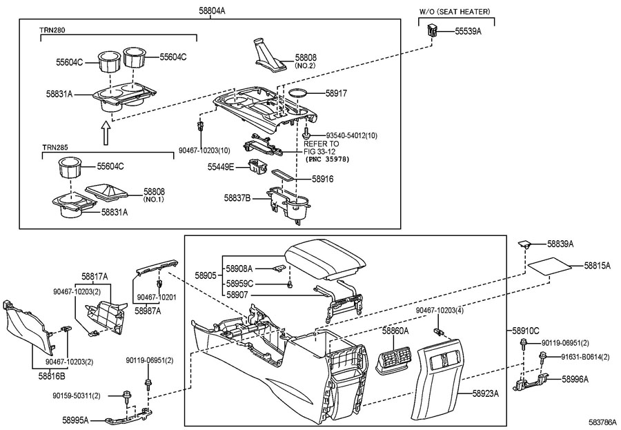 TOYOTA 4RUNNER Console Trim Panel. CONSOLE COMPONENTS, 2.7 LITER, gray ...