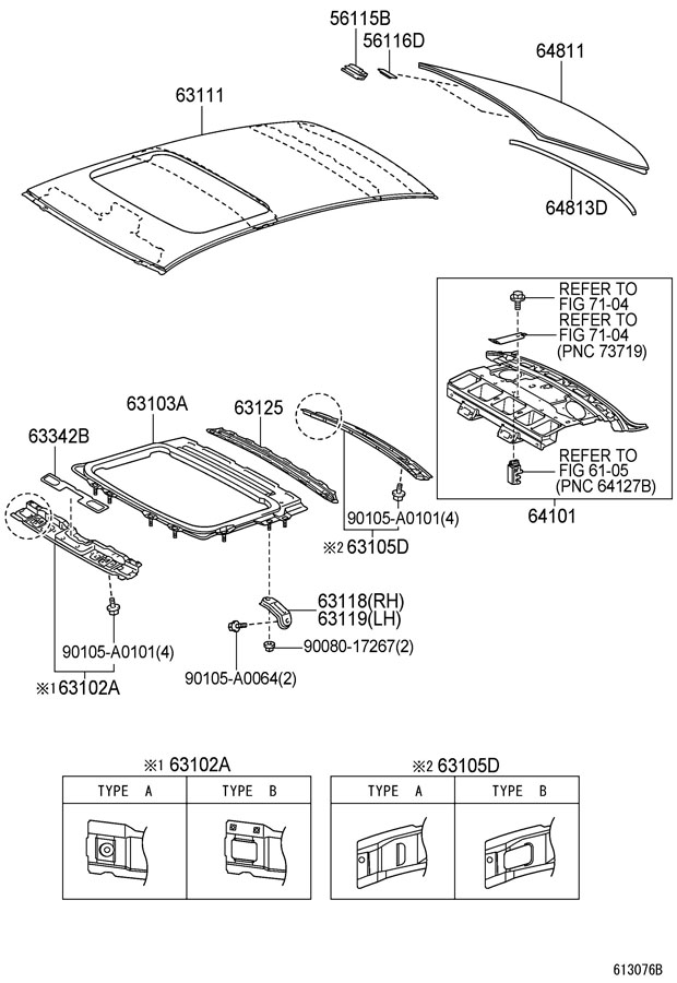 TOYOTA PREVIA Reinforcement sub - as. Sunroof reinforced. Sunroof ...