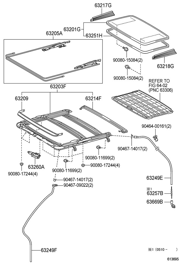 TOYOTA CAMRY Sunroof Cable - 632050E020 | Toyota Parts Overstock ...