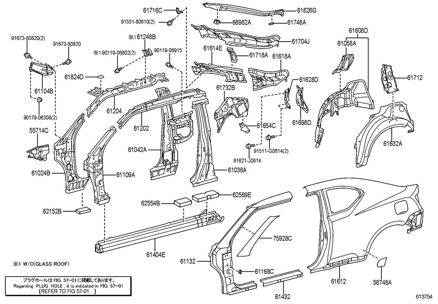 6120421010 - Scion Rail sub-assy, roof side, inner lh | Toyota Parts ...