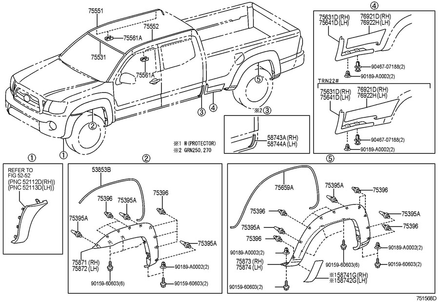 TOYOTA TACOMA Flare. Wheel. DOUBLE CAB, w/o longbed - 7587404050 ...