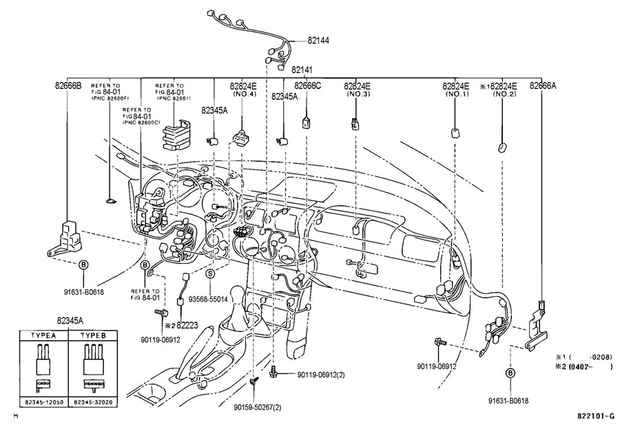 8282412220 - TOYOTA Connector, wiring harness. No.1; no.6  