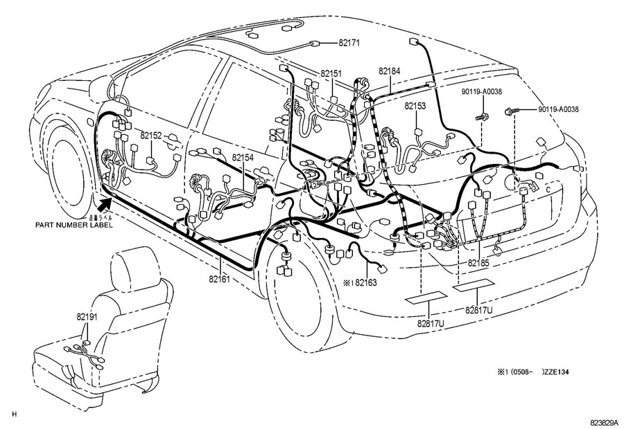 2013 TOYOTA YARIS Wire, Roof. Wiring. LES - 8217102430 | Toyota Parts