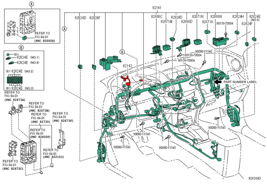 2015 TOYOTA SIENNA Connector, Wiring HA - 8282447210 | Toyota Parts ...