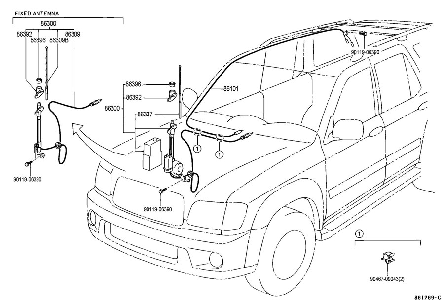 86300AF020 - Toyota Antenna. Radio. Assembly, W/HOLD. Mast. 2002-04 W/O