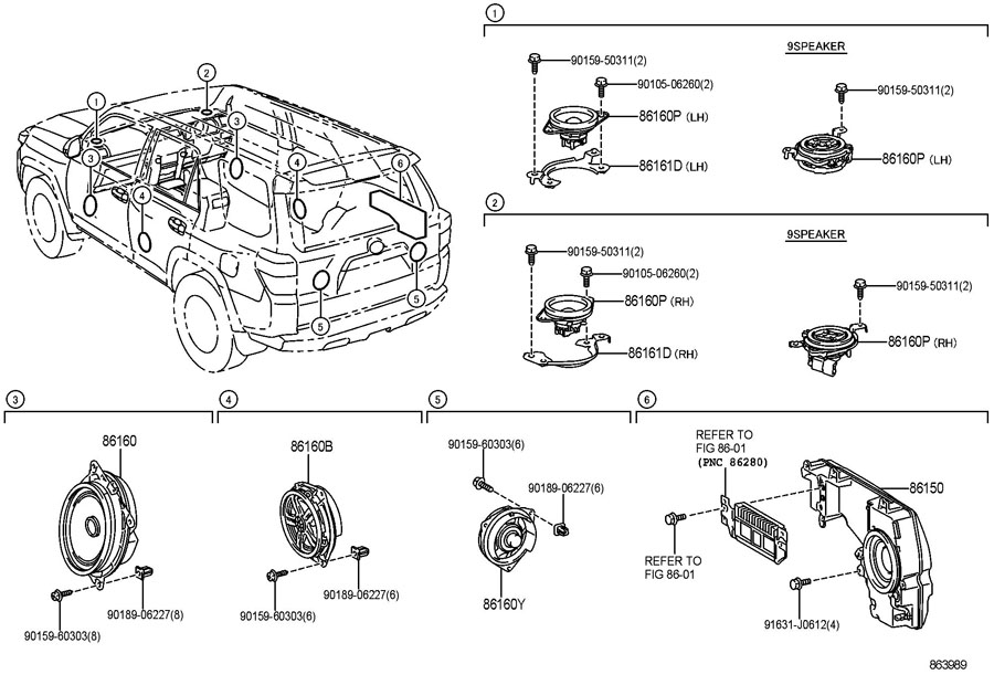 TOYOTA SEQUOIA Speaker. 2010-13. 2014-21 - 861500W120 | Toyota Parts