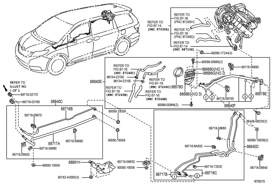 8884008200 - Toyota Accessory assembly, air. Tube assembly. #1 | Toyota ...