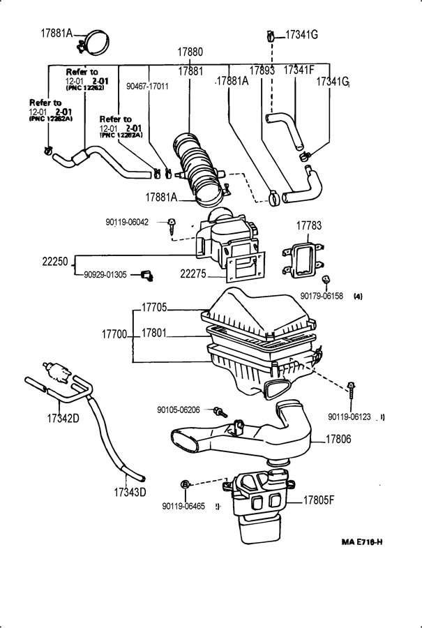 1997 TOYOTA 4RUNNER Mass Air Flow Sensor - 2225020020 | Toyota Parts ...