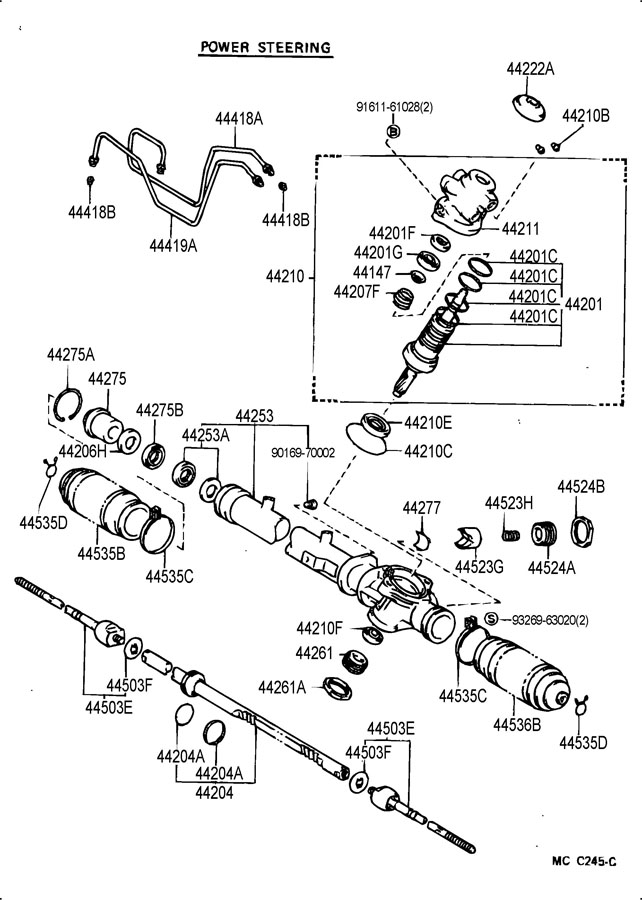 TOYOTA 4RUNNER Rack And Pinion Steering Pinion Shaft Snap Ring. 2000-02 ...