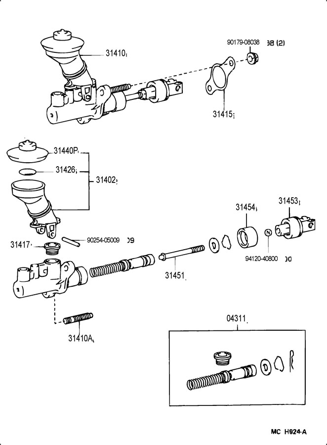 1990 TOYOTA COROLLA Clevis, clutch master cylinder push rod ...