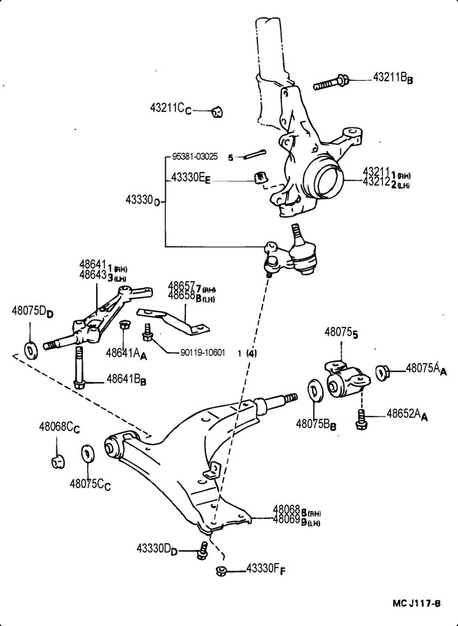 1991 TOYOTA CELICA Suspension Control Arm (Upper, Lower) - 4806820210 ...