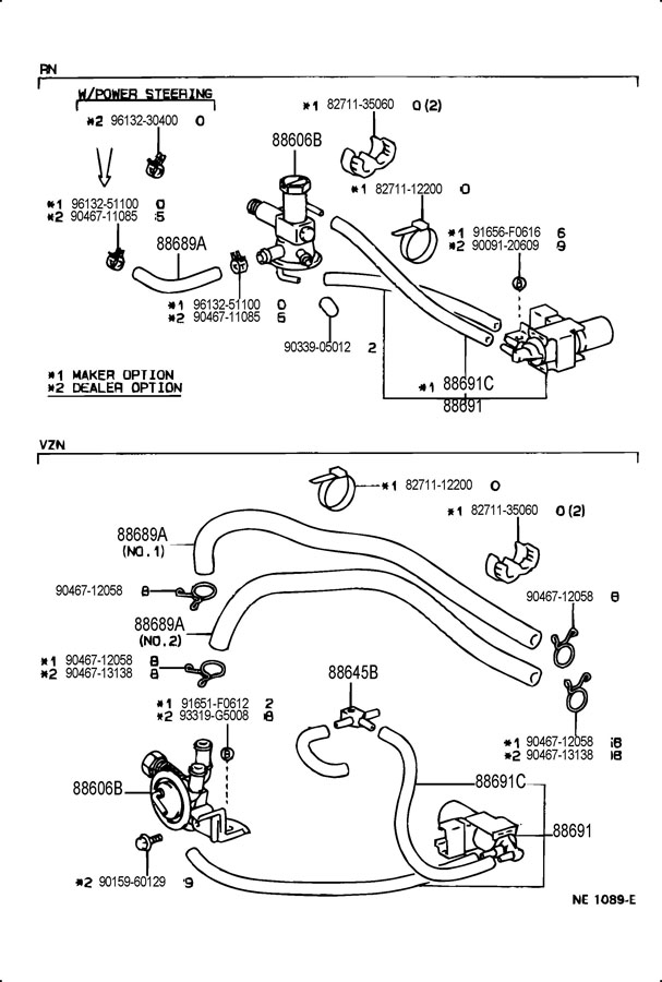 8868989102 - TOYOTA Hose, cooler vacuum no.1; hose, damper ...